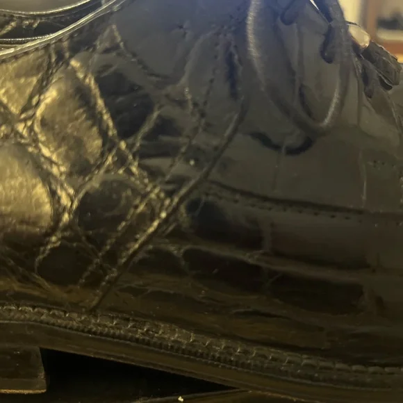 David Eden 100% Genuine Alligator Skin Men's Dress Derby Oxford Shoes Black 10M - Picture 8 of 13